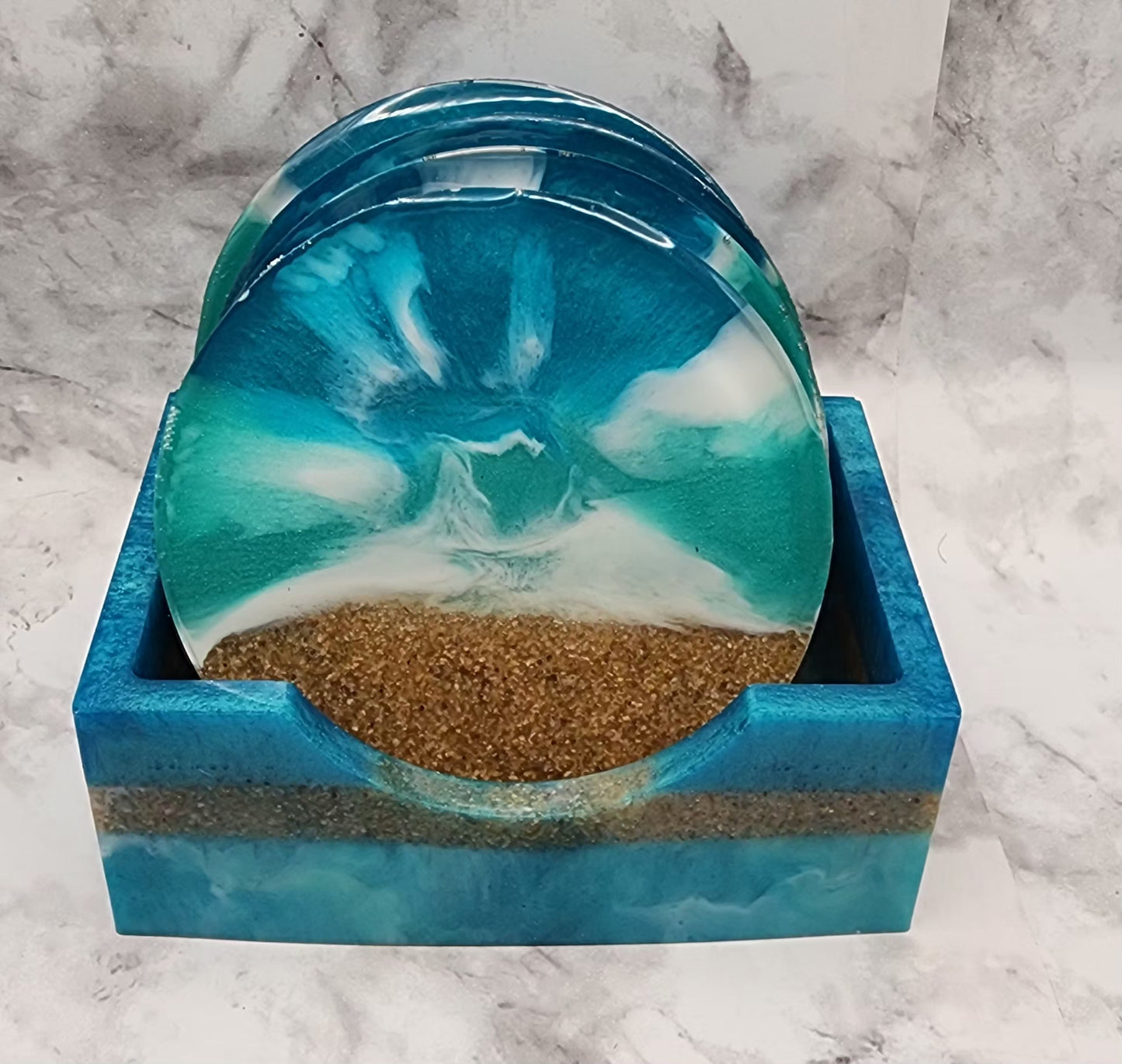 Seashell Serenity Resin Coaster Set