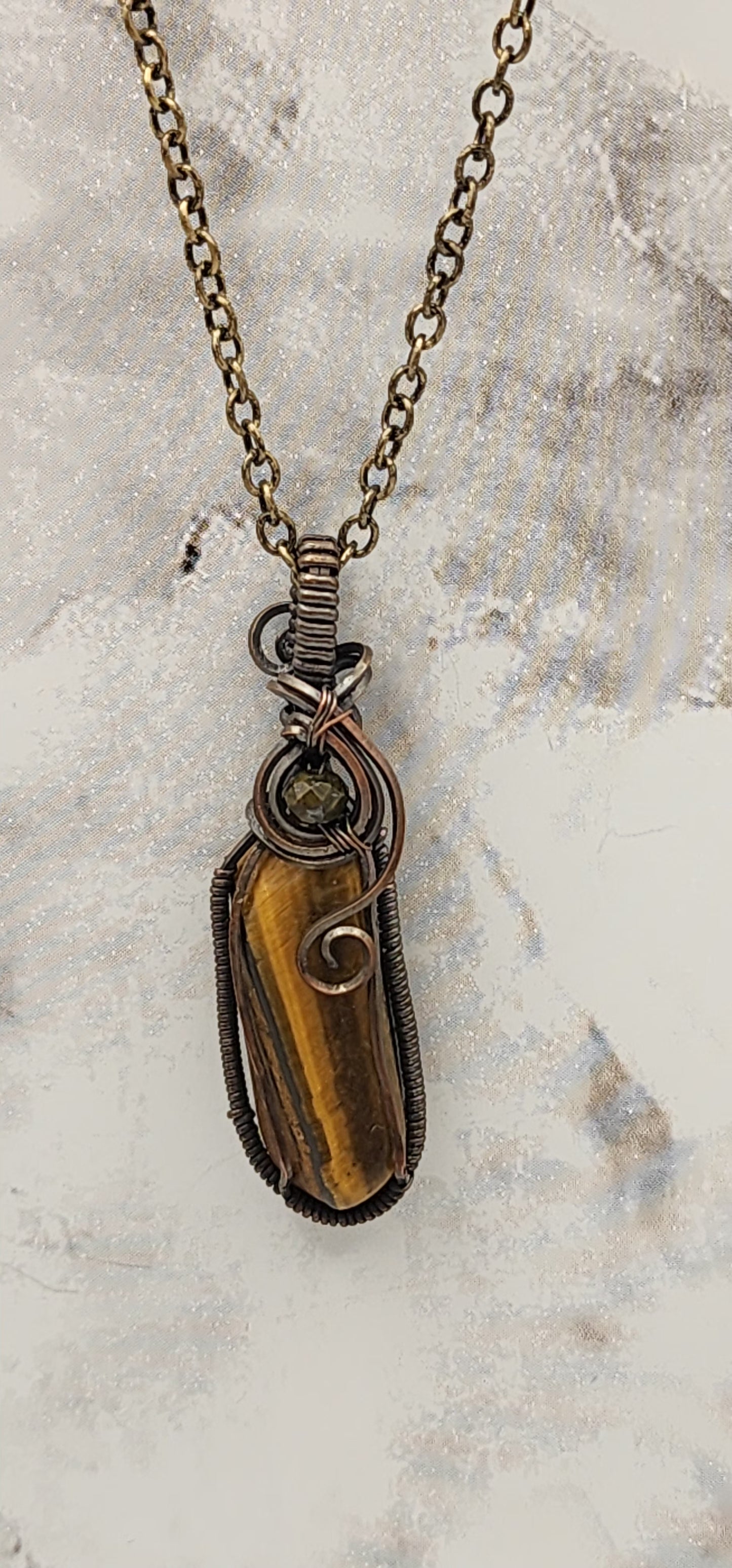 Tigers Eye Wire Wrapped in Vintage Bronze