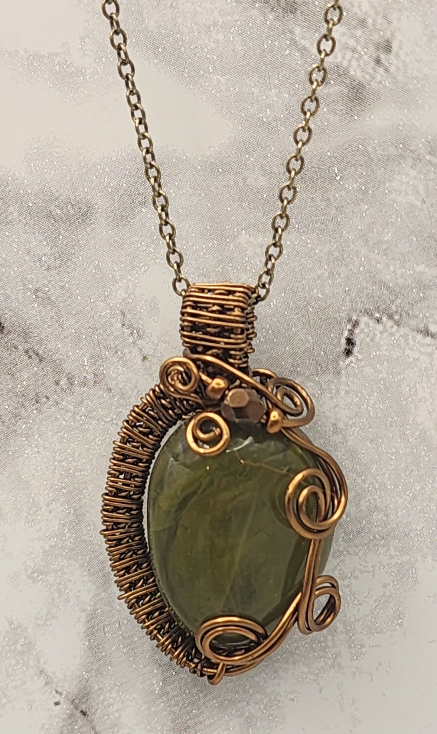 Olive Grove Antique Bronze WIre Wrapped Necklace
