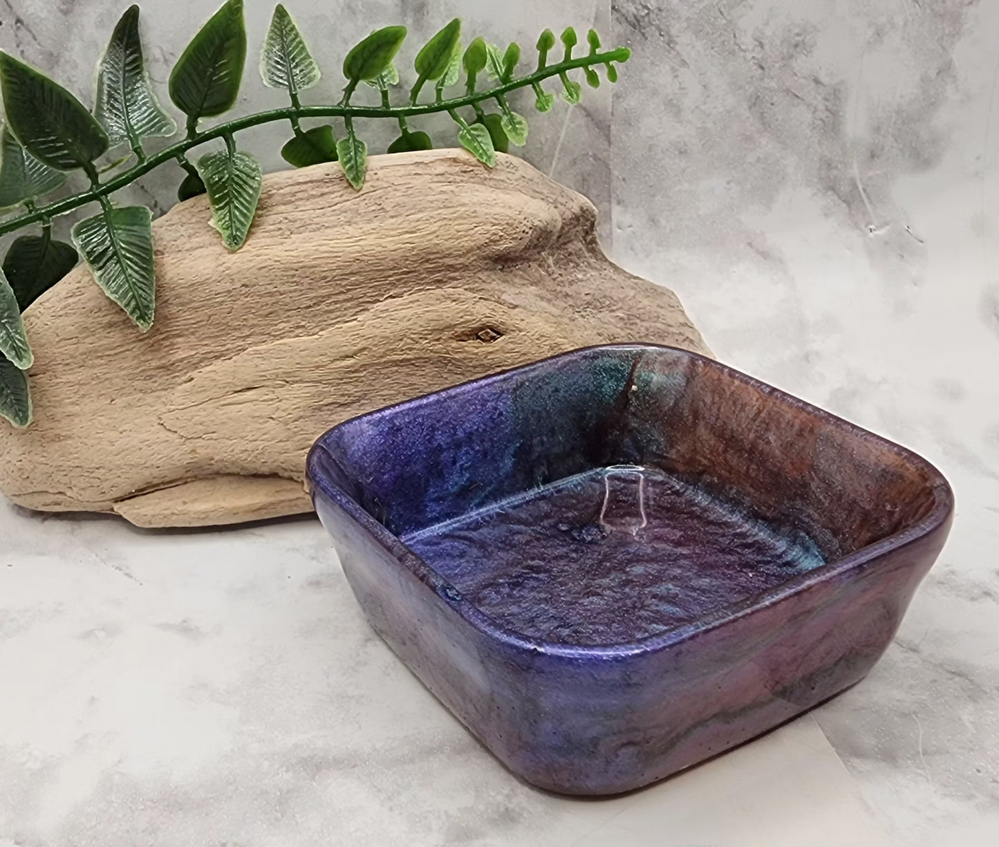 Purple Stardust Square Trinket Dish
