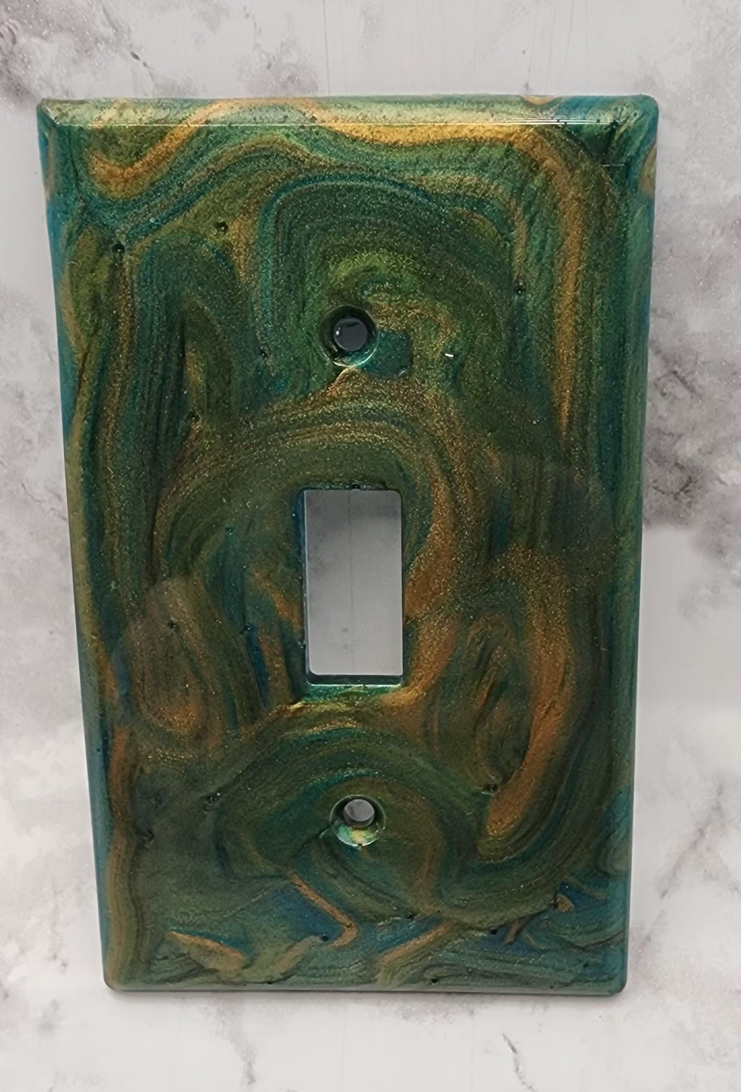 Green/Gold Marble Resin Light Switch Cover