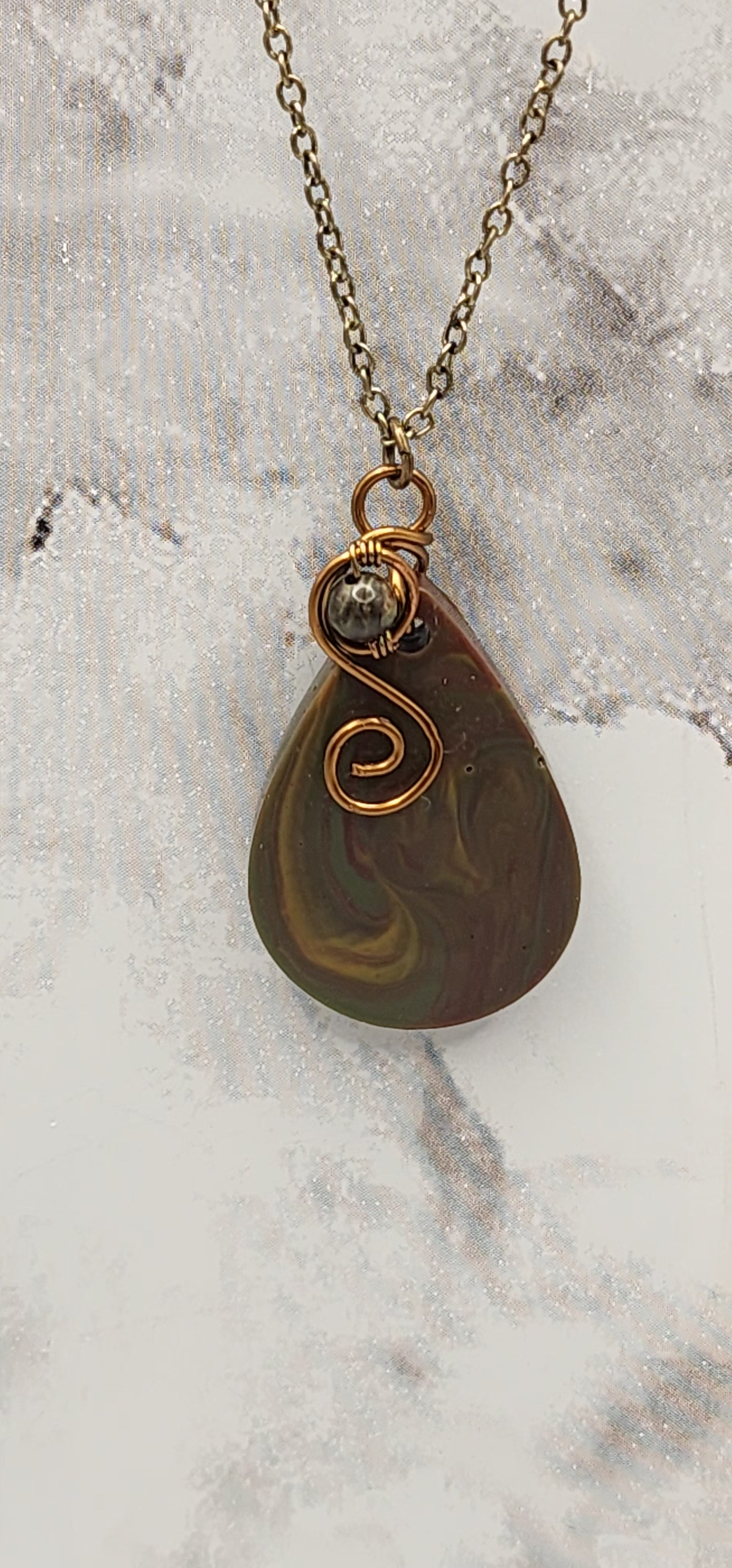 Espresso Essence Vintage Bronze Wire Wrapped Necklace