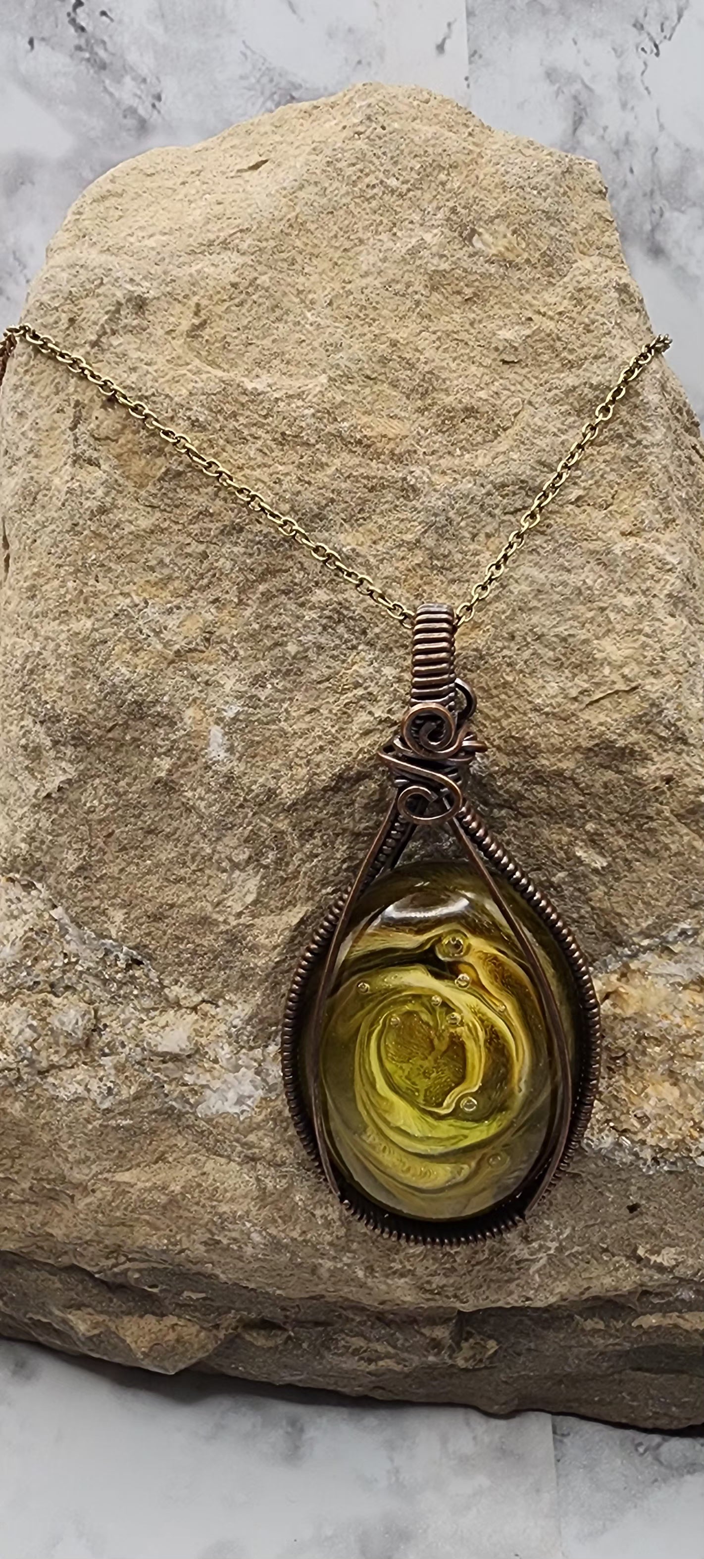 Chestnut Dream Vintage Bronze Wire Wrapped Necklace
