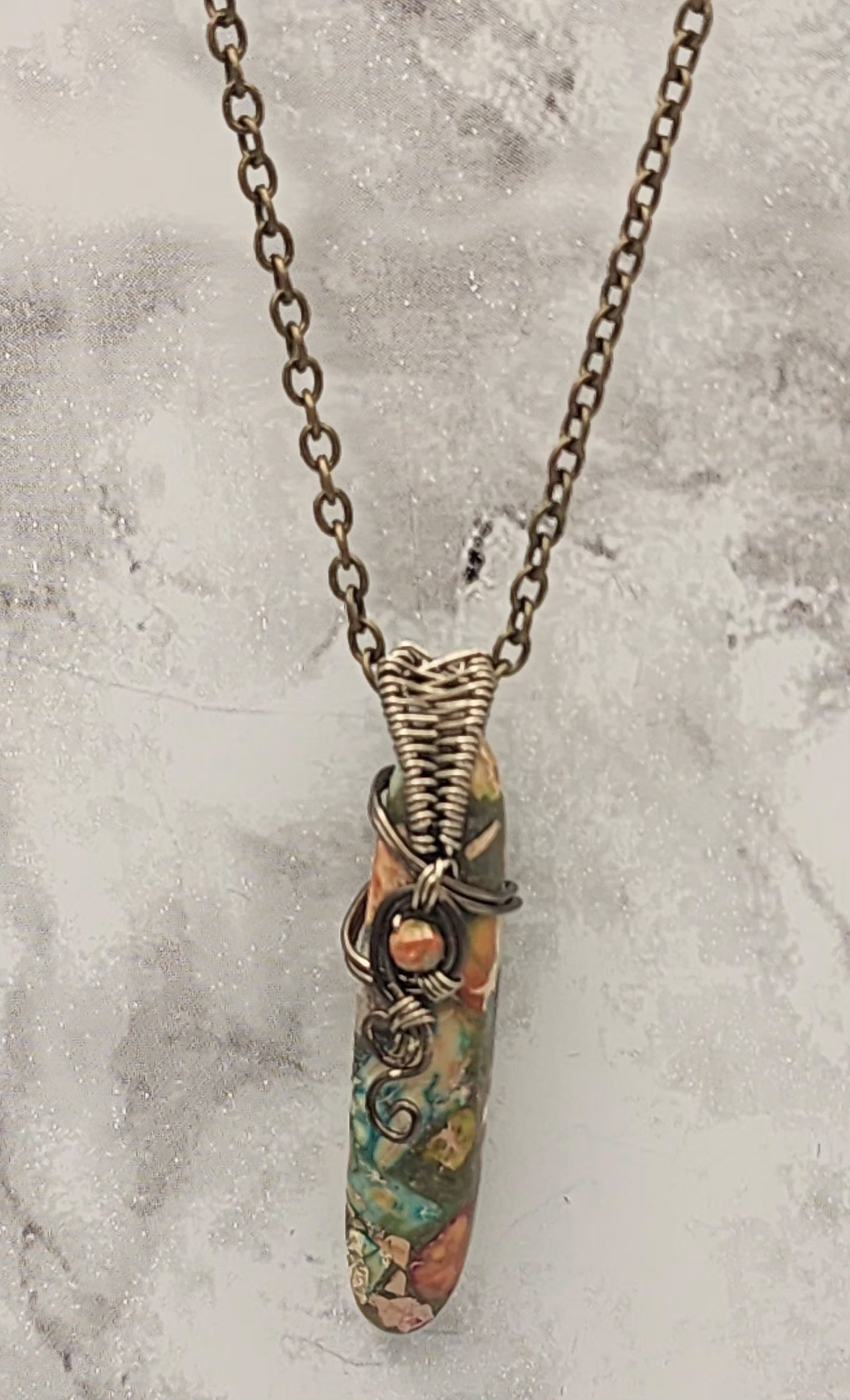Kaleidescope Dreams Vintage Bronze Wire Wrapped Necklace