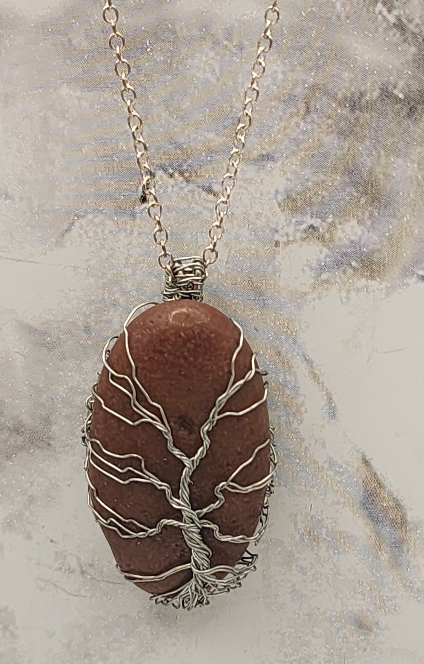 Sunset Bliss Tree of Life Wire Wrapped Necklace