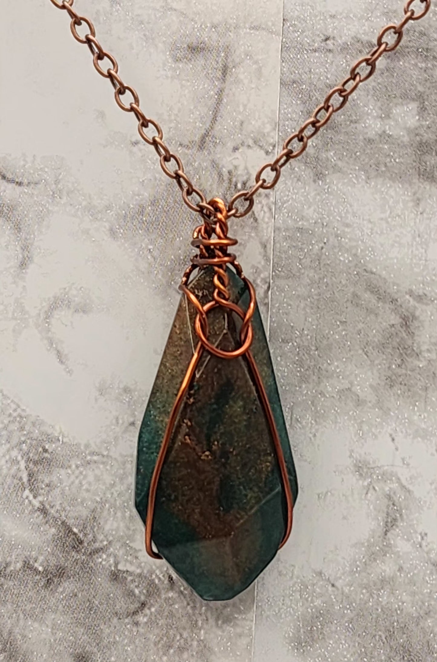 Evergreen Elegance Antique Copper Wire Wrapped Necklace