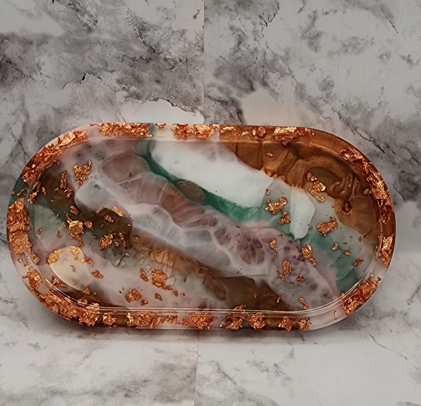 Marble with Copper Flakes Resin Vanity Tray