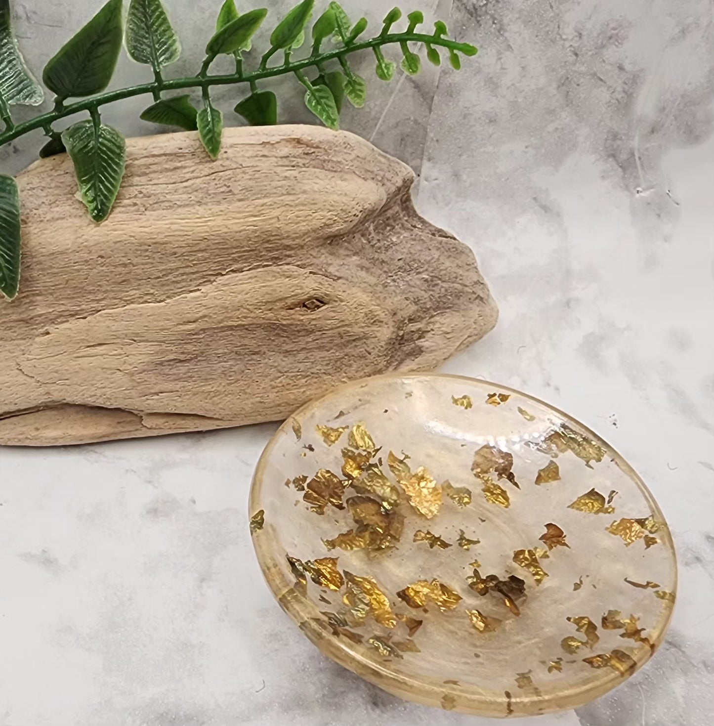 Gold Flake Round Trinket Dish