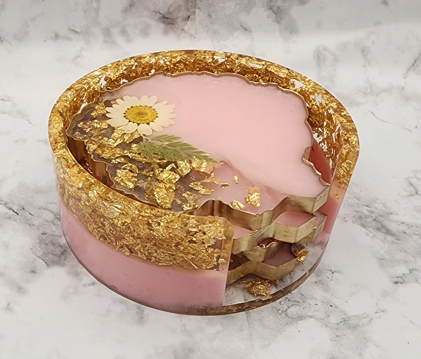 Dried Pressed Flower Resin Coaster Set