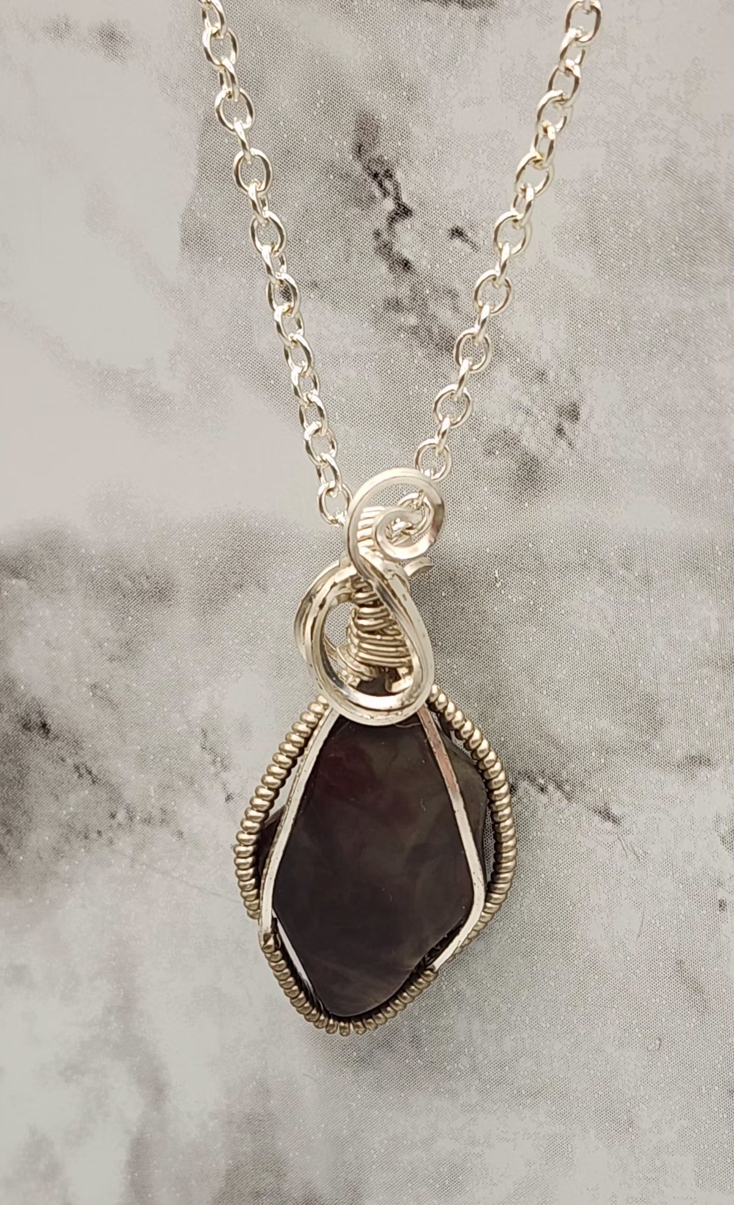 Mystic Mauve Silver Wire Wrapped Necklace