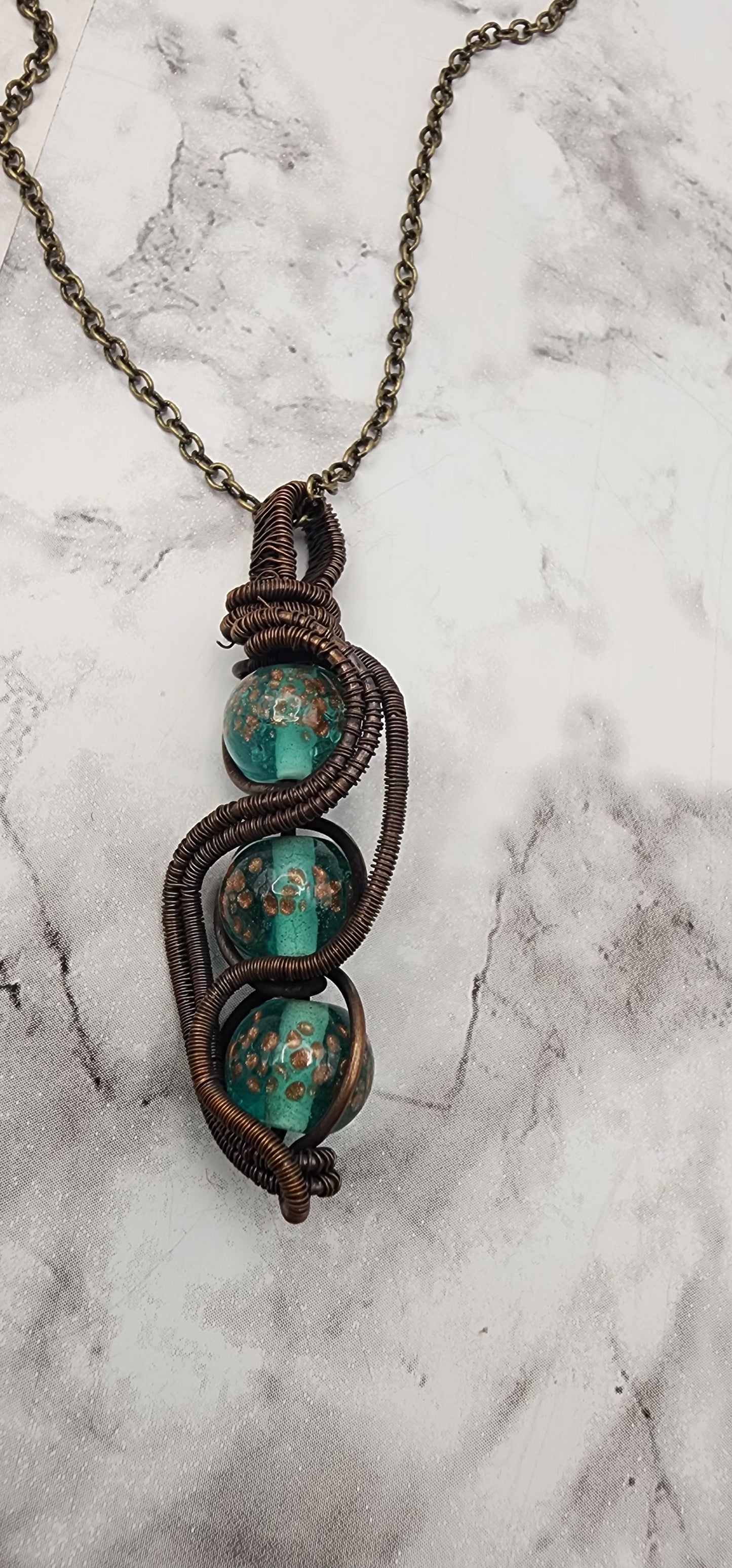 Lush Harmony Oxidized Copper Wire Wrapped Necklace