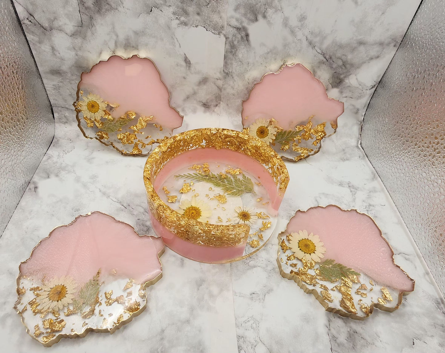Dried Pressed Flower Resin Coaster Set