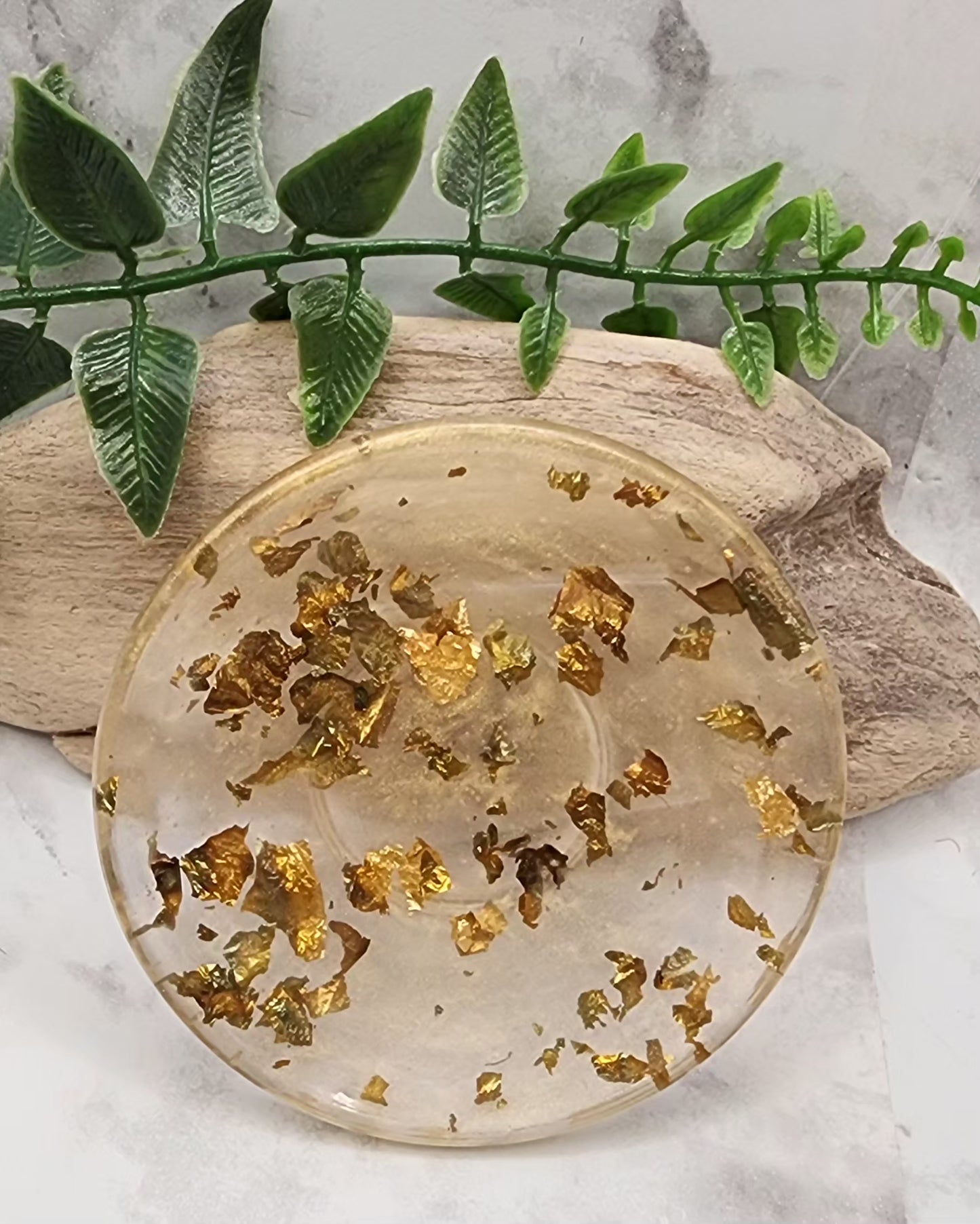 Gold Flake Round Trinket Dish