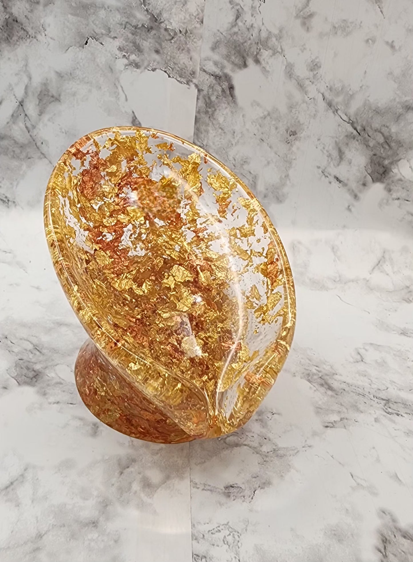 Gold Flake Resin Leaf Soap Holder