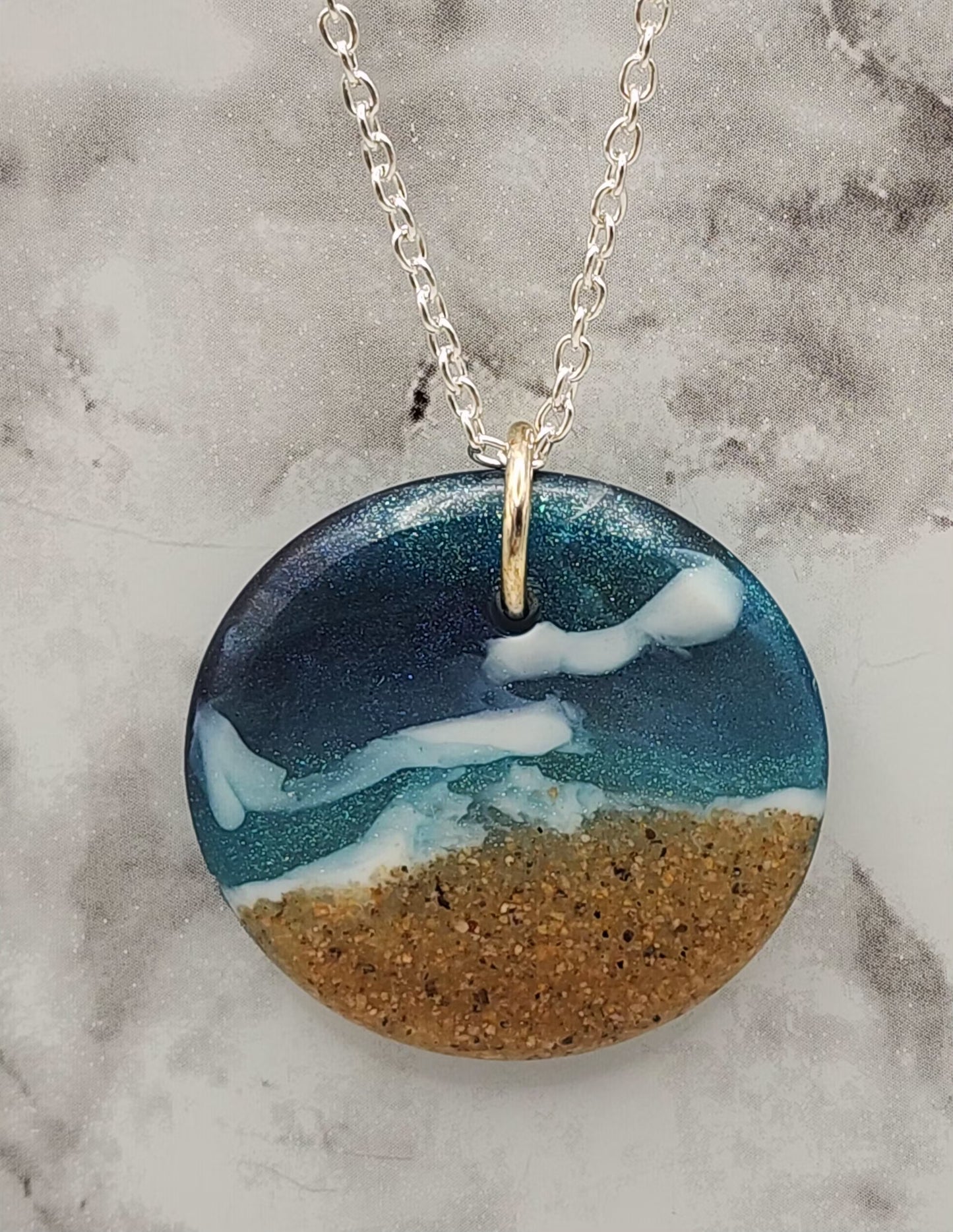 Sandy Shore Resin Silver Necklace