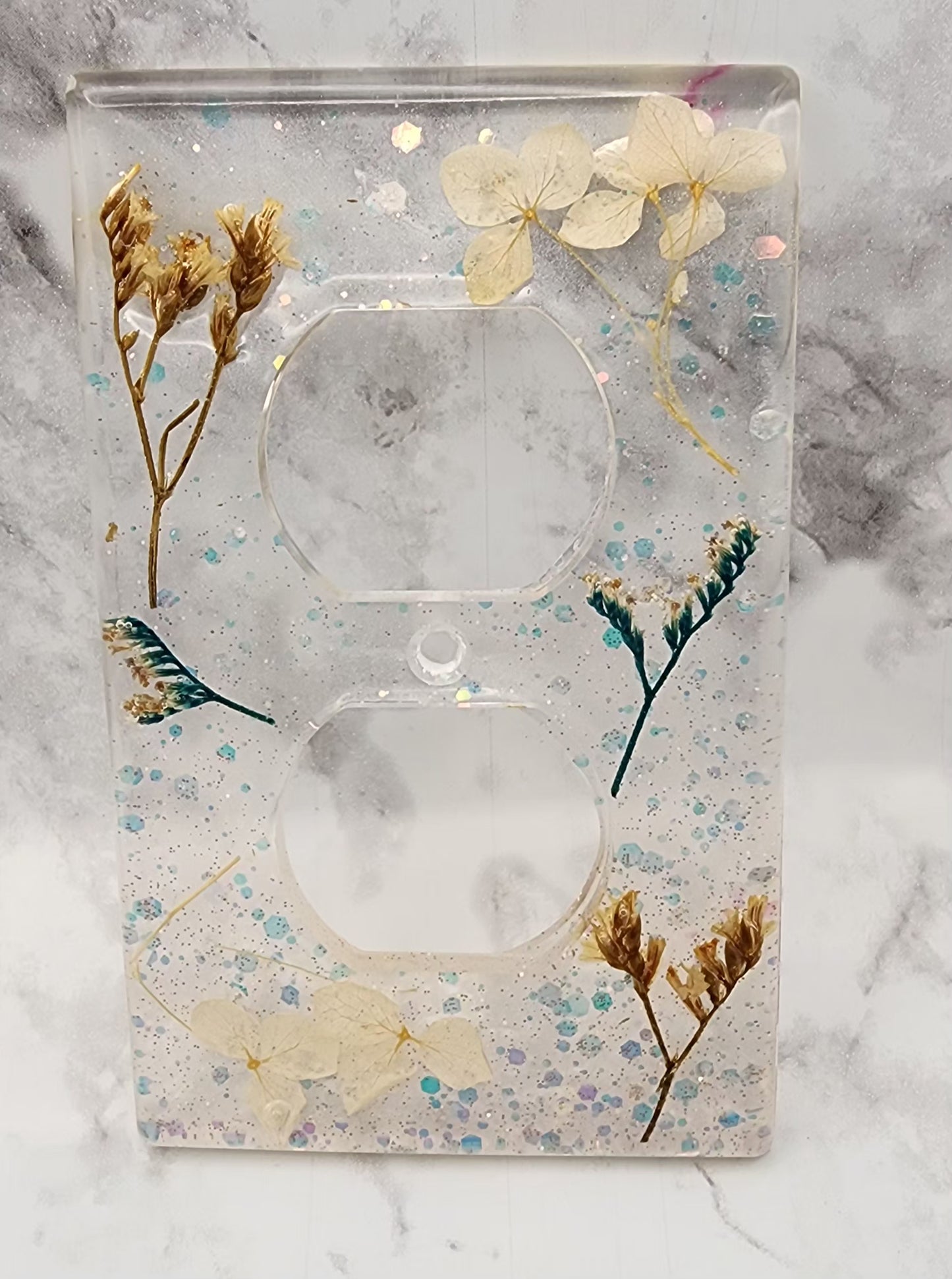 Dried Pressed Flower Resin Outlet Cover