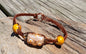 Wire Wrapped Yellow Beaded Bracelet with Antique Copper Wire
