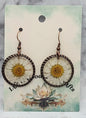 White Daisy Dried Pressed Flower Resin Earrings