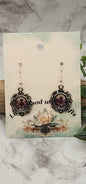 Vintage Earrings with Purple Dried Pressed Flowers