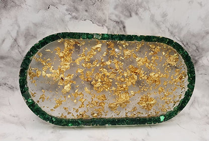 Gold Flake Resin Vanity Tray