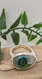 Vine and Teal Daisy Ring- Silver wire wrapped