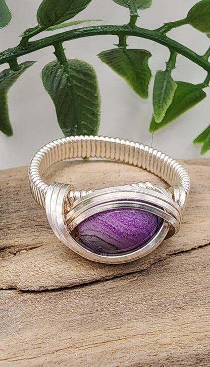 Mystic Orchid ring- Silver wire wrapped