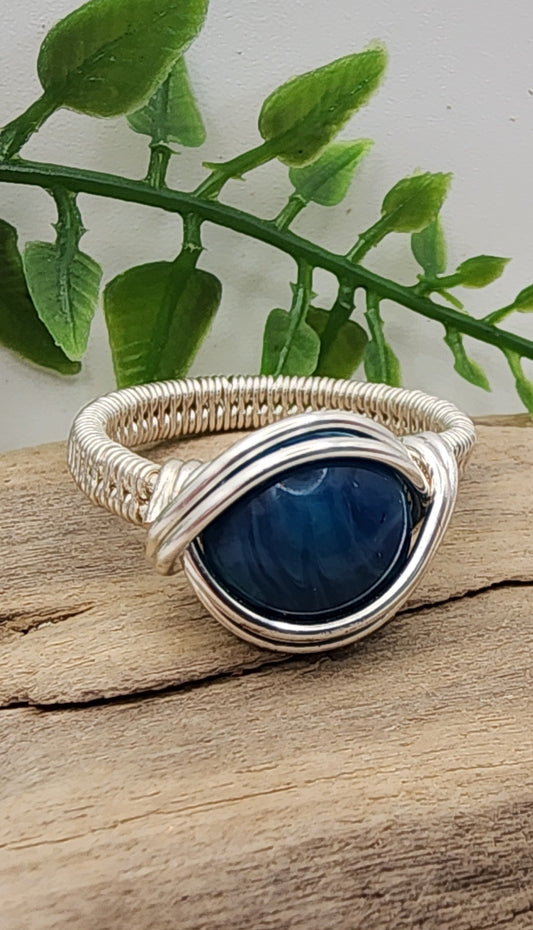 Oceans Embrace Silver Wire Wrapped Ring