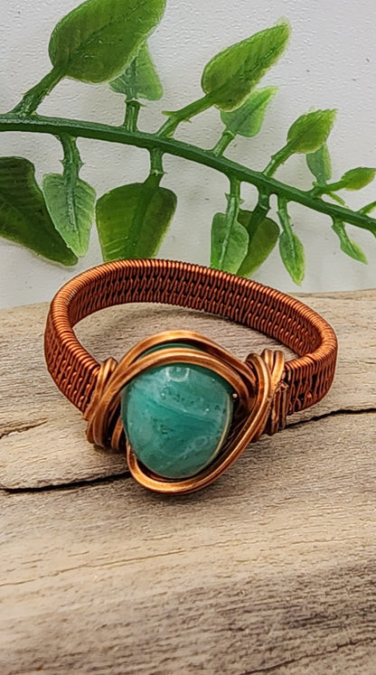 Victorian Seafoam antique copper wire wrapped ring