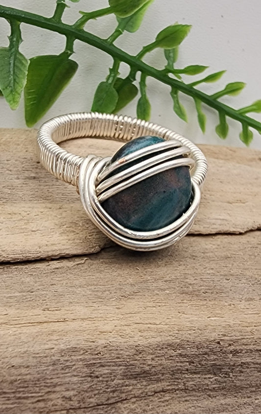 Mystic Waters Silver Wire Wrapped Ring