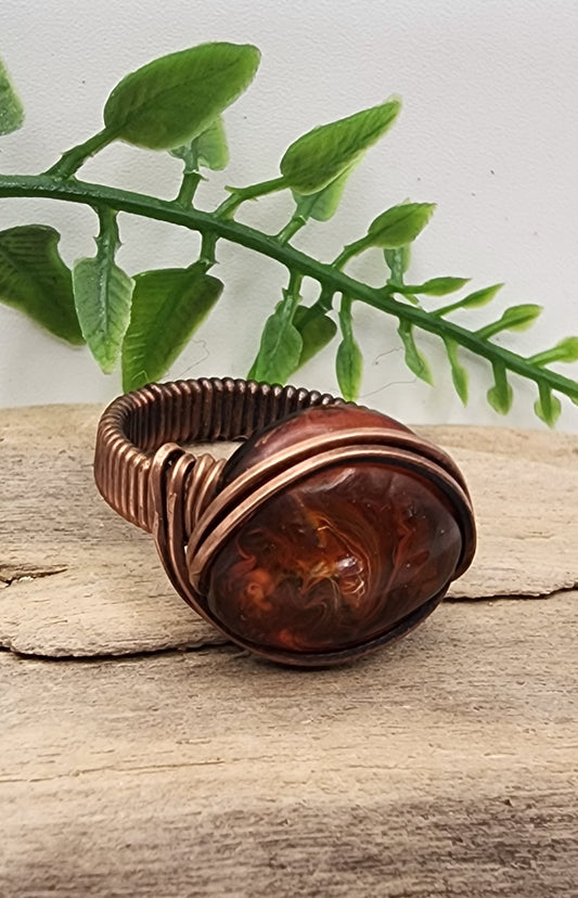 Solar Spark Vintage Bronze Wire Wrapped Ring