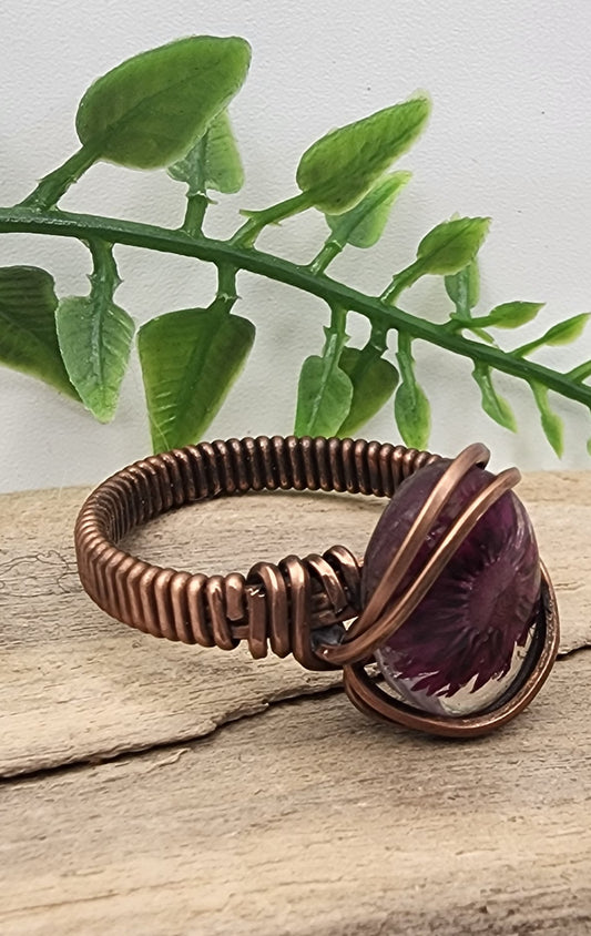 Violet Vine ring- Vintage Bronze wire wrapped