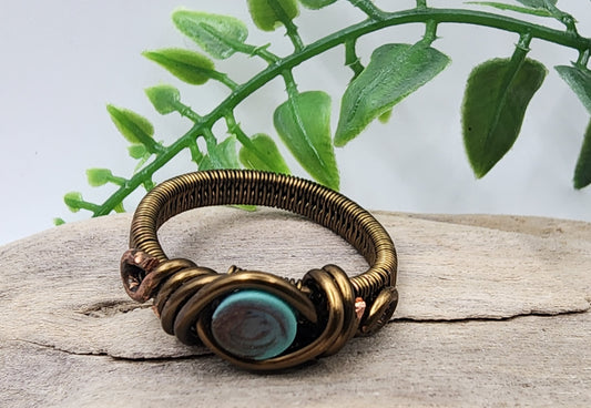 Evergreen Aura Vintage Bronze Wire Wrapped Ring