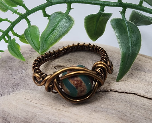 Verdant Enigma Vintage Bronze Wire Wrapped Ring