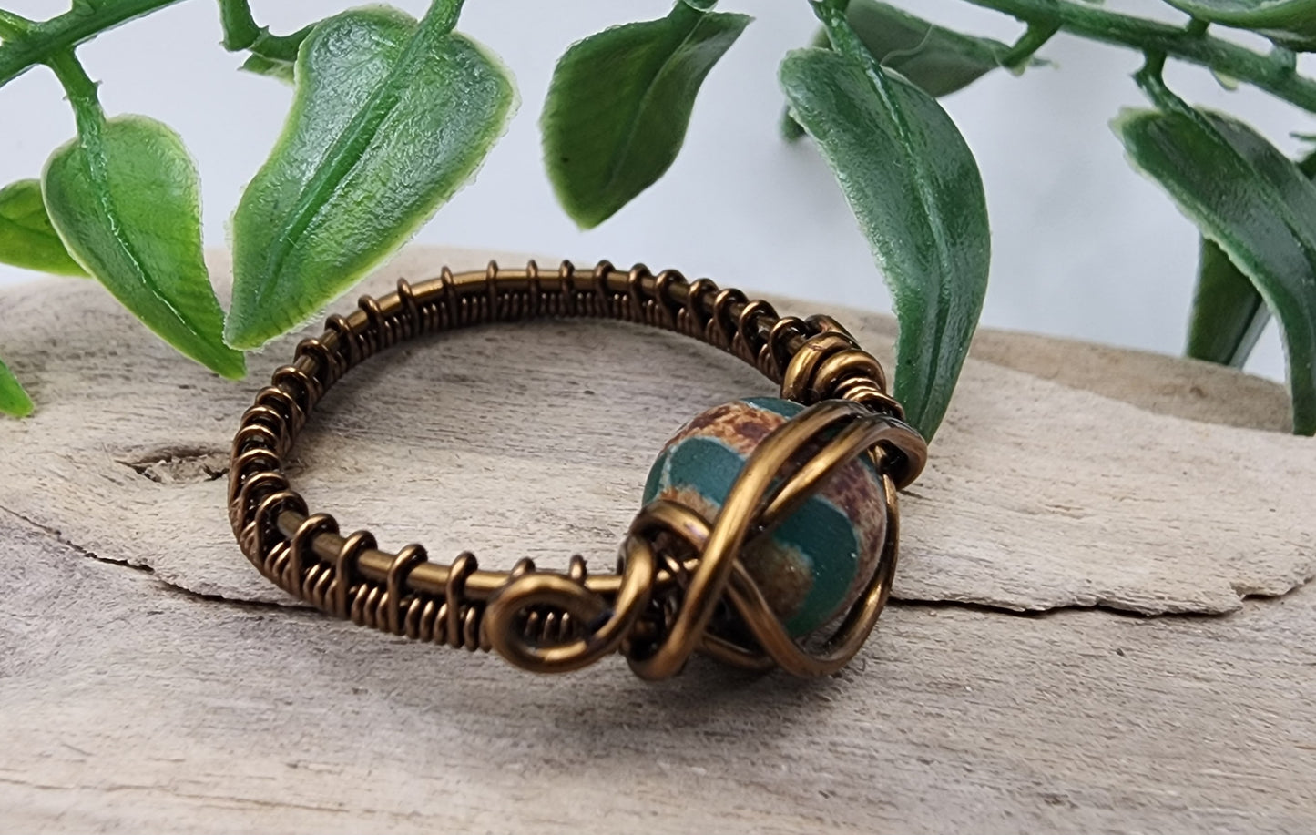 Verdant Enigma Vintage Bronze Wire Wrapped Ring