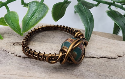 Verdant Enigma Vintage Bronze Wire Wrapped Ring
