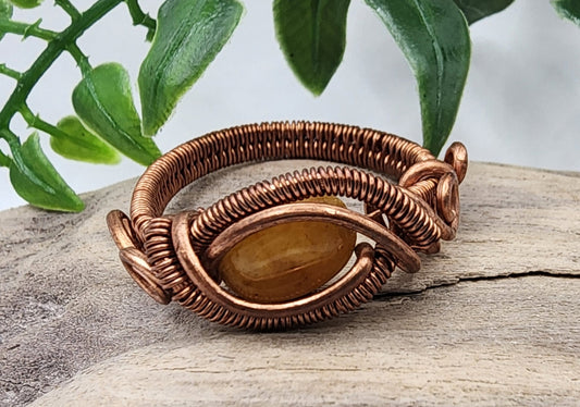 Dandelion Delight Antique Copper Wire Wrapped Ring